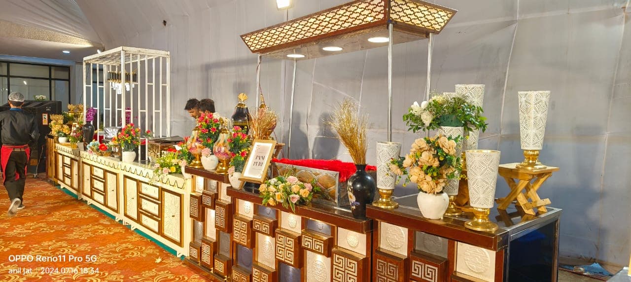 Stage and hall décor at a recent celebration — Prachiti Caterers, Indore