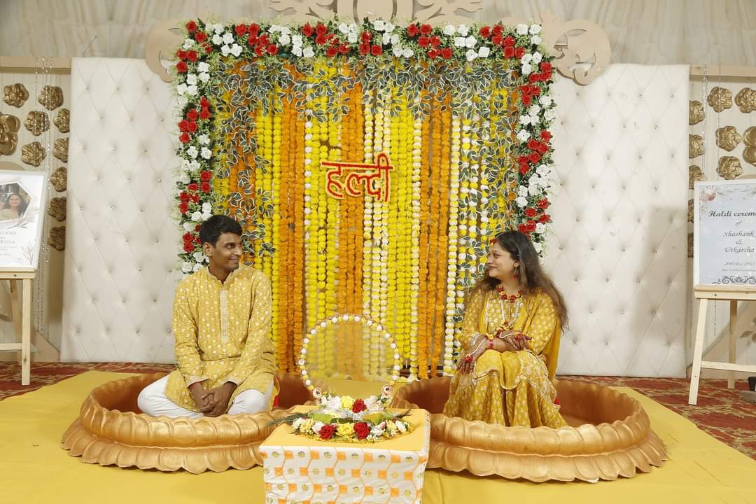 Stage and hall décor at a recent celebration — Prachiti Caterers, Indore