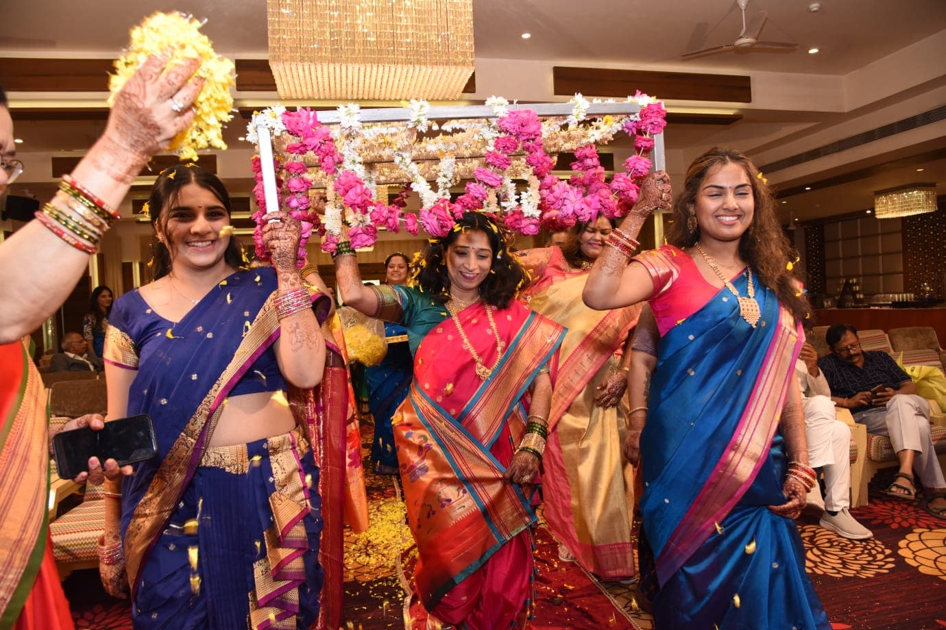 Stage and hall décor at a recent celebration — Prachiti Caterers, Indore