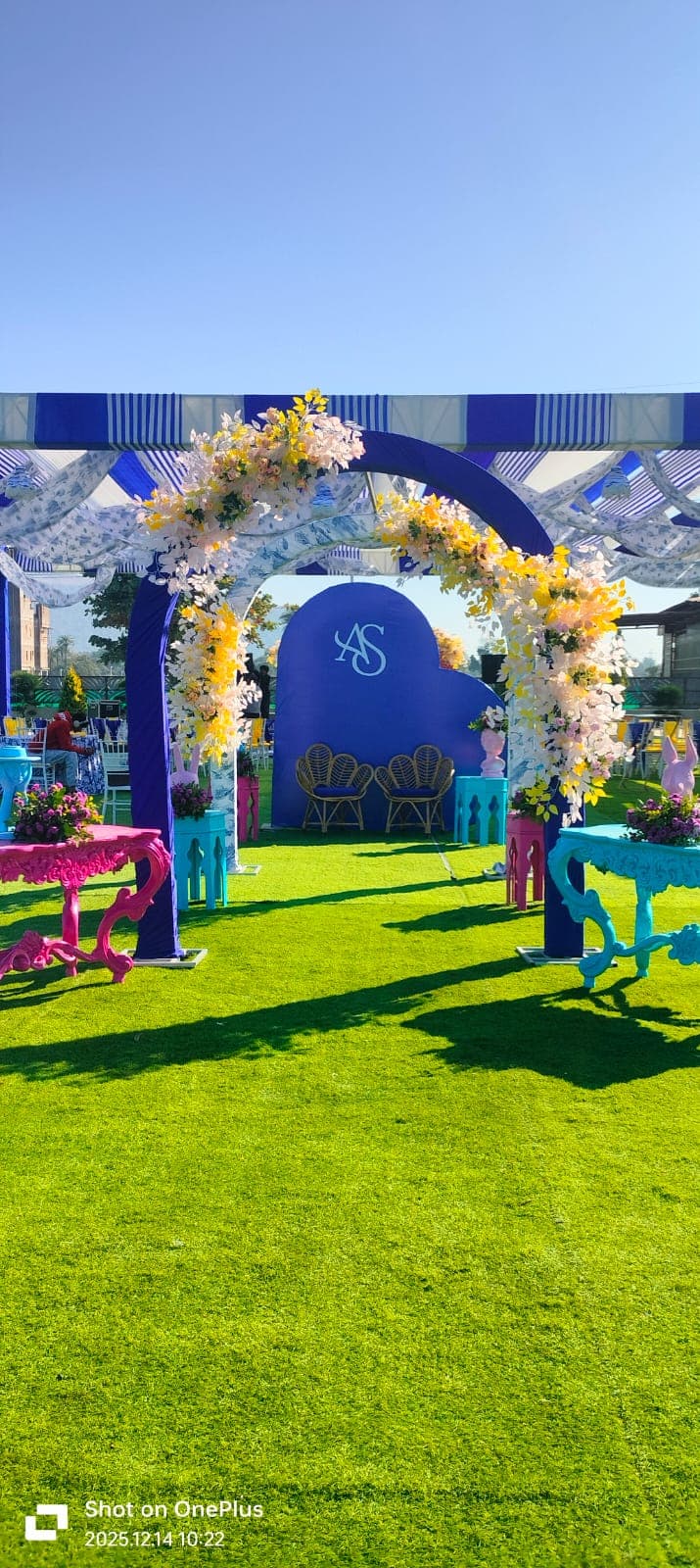 Stage and hall décor at a recent celebration — Prachiti Caterers, Indore