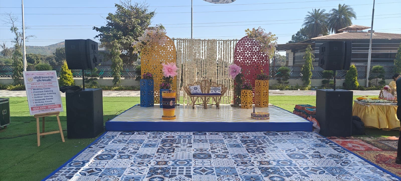 Stage and hall décor at a recent celebration — Prachiti Caterers, Indore