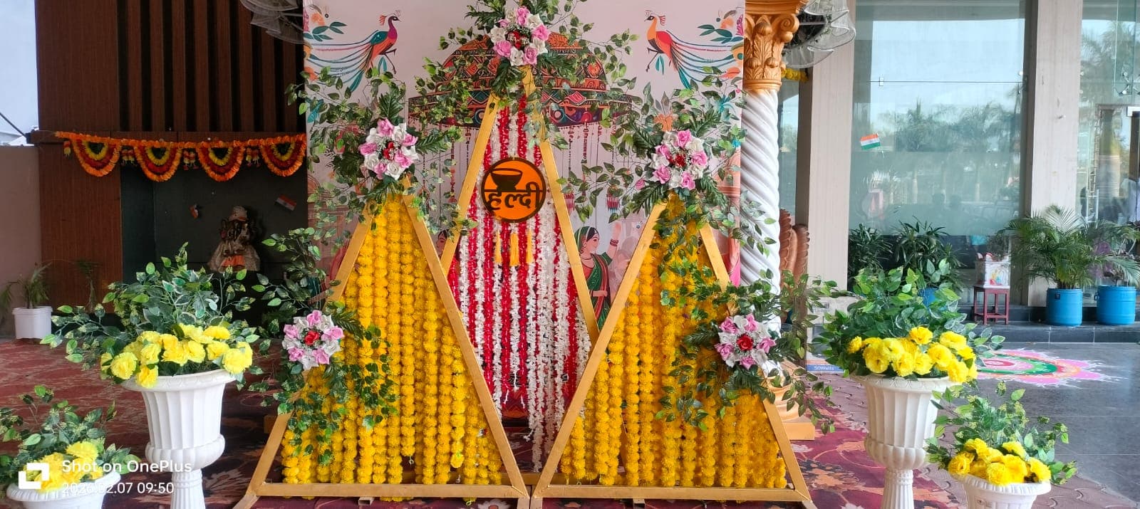 Stage and hall décor at a recent celebration — Prachiti Caterers, Indore