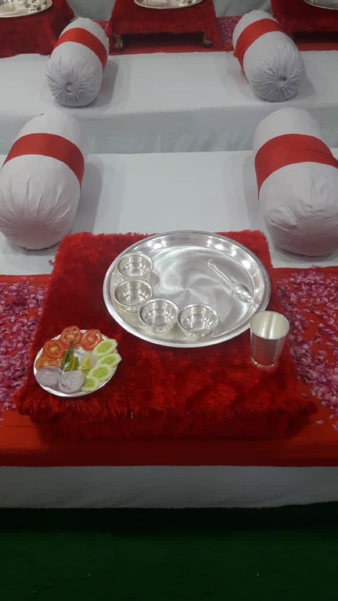 An overhead shot of a Prachiti Caterers thali